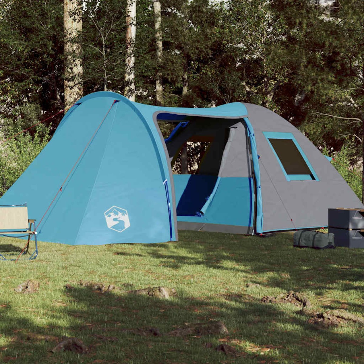 vidaXL Σκηνή Κάμπινγκ 6 Ατόμων Μπλε 466x342x200 εκ. από Ταφτά 185T