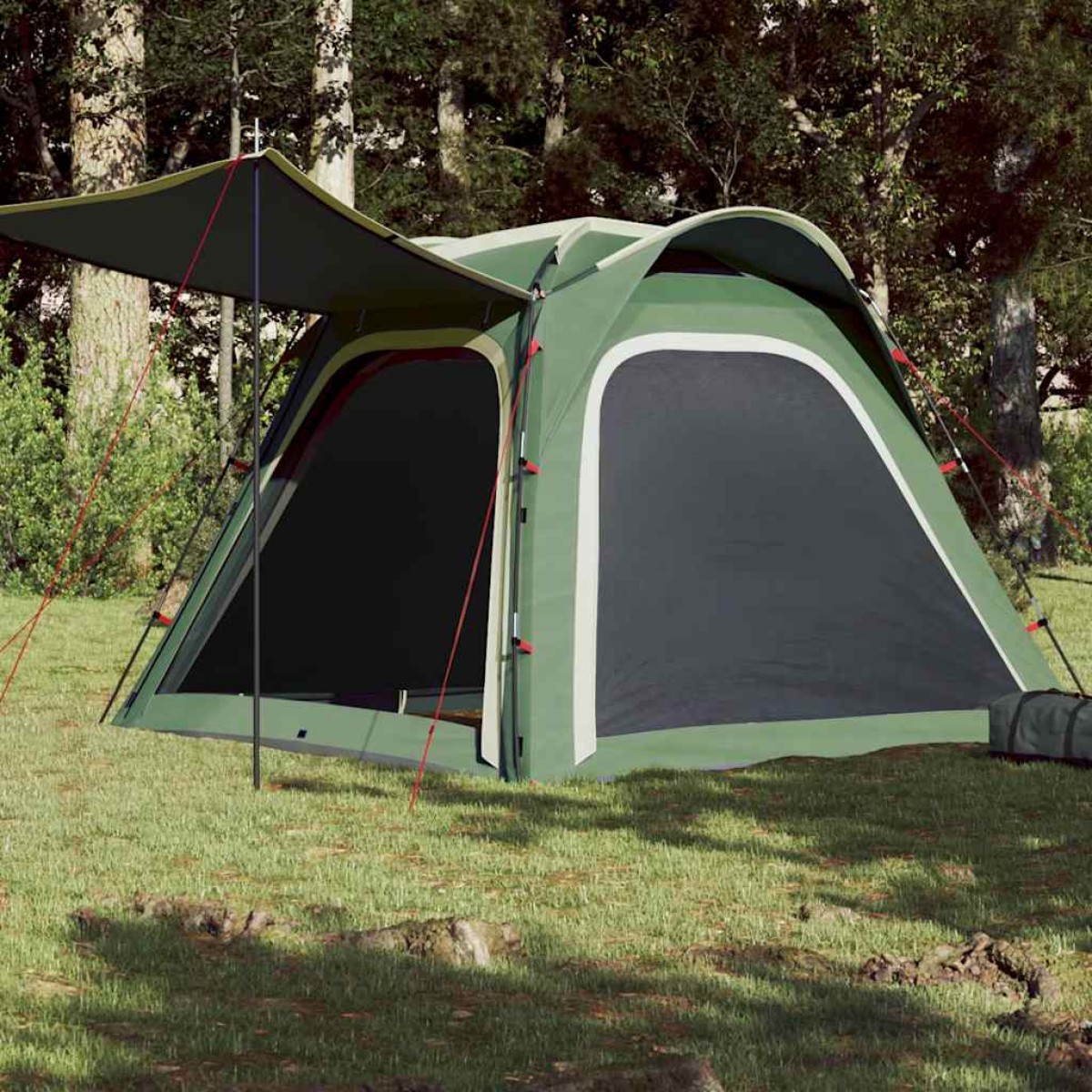 vidaXL Σκηνή Κάμπινγκ 4 Ατόμων Πράσινη 240x221x160 εκ. από Ταφτά 185T