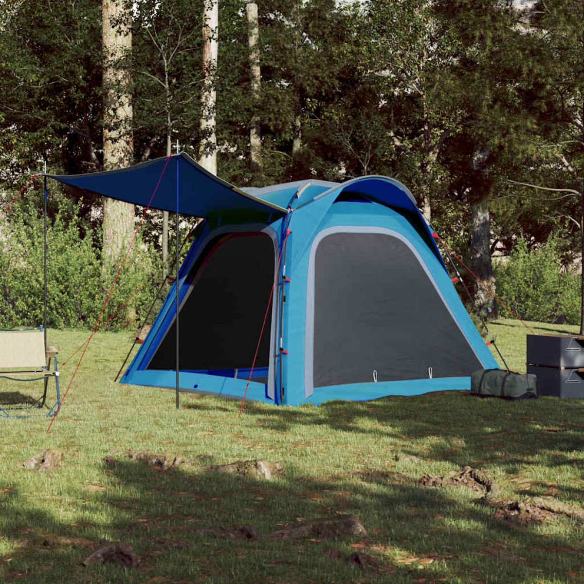 vidaXL Σκηνή Κάμπινγκ 4 Ατόμων Μπλε 240x221x160 εκ. από Ταφτά 185T
