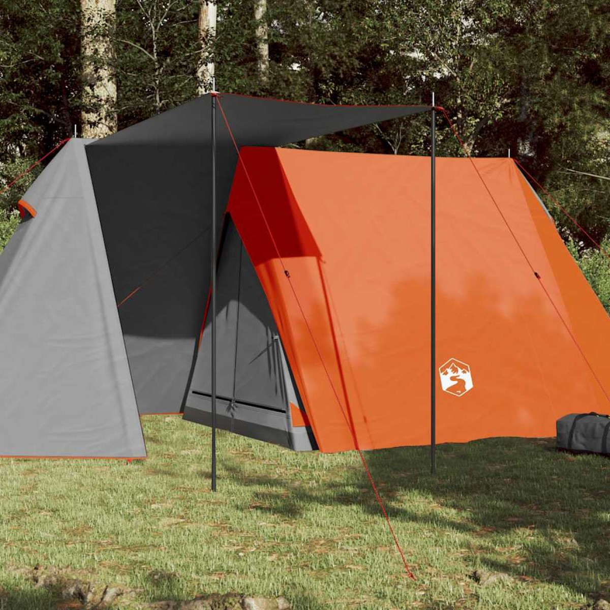 vidaXL Σκηνή Κάμπινγκ 3 Ατ. Γκρι/Πορτοκαλί 465x220x170 εκ. Ταφτάς 185T