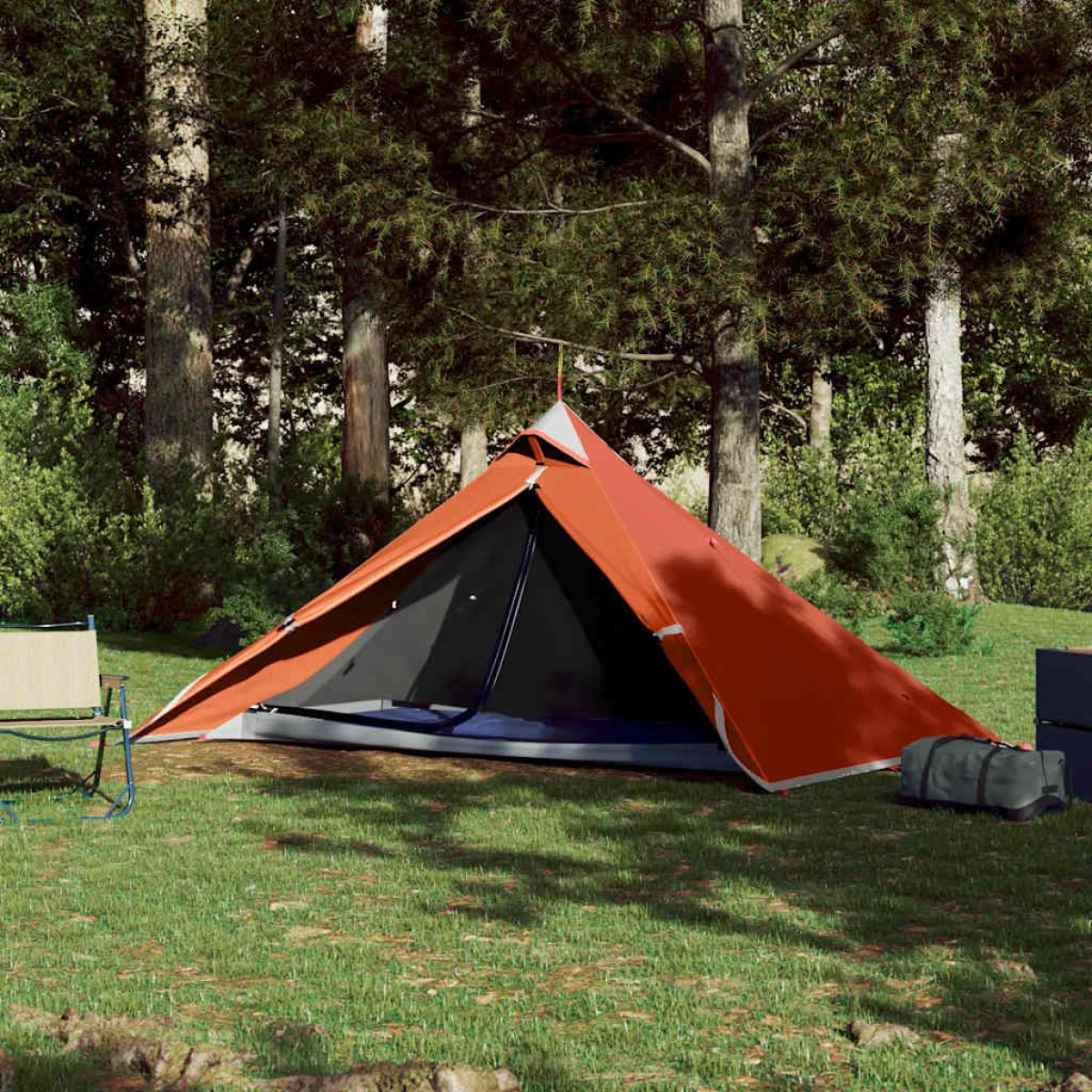 vidaXL Σκηνή Κάμπινγκ 1 Ατ. Γκρι/Πορτοκαλί 255x153x130 εκ. Ταφτάς 185T