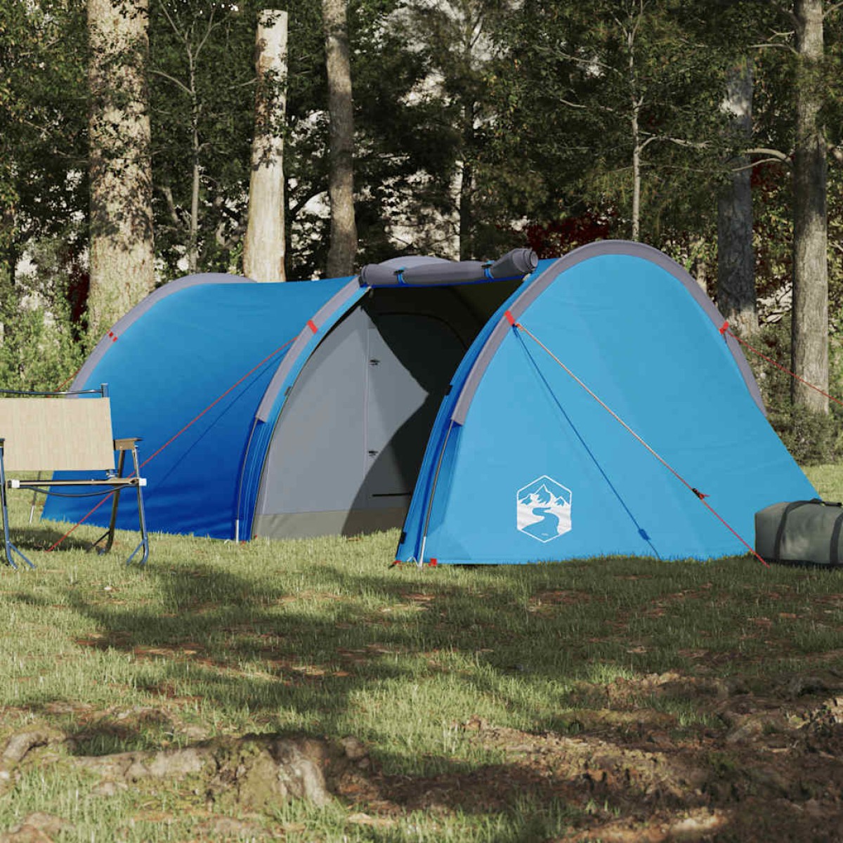 vidaXL Σκηνή Κάμπινγκ 4 Ατόμων Μπλε 405x170x106 εκ. από Ταφτά 185T
