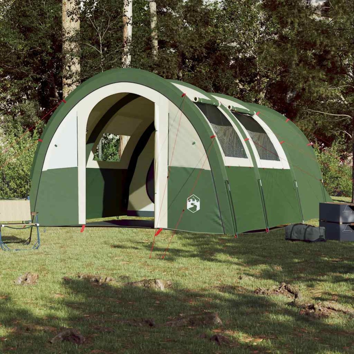 vidaXL Σκηνή Κάμπινγκ 4 Ατόμων Πράσινη 483x340x193 εκ. από Ταφτά 185T