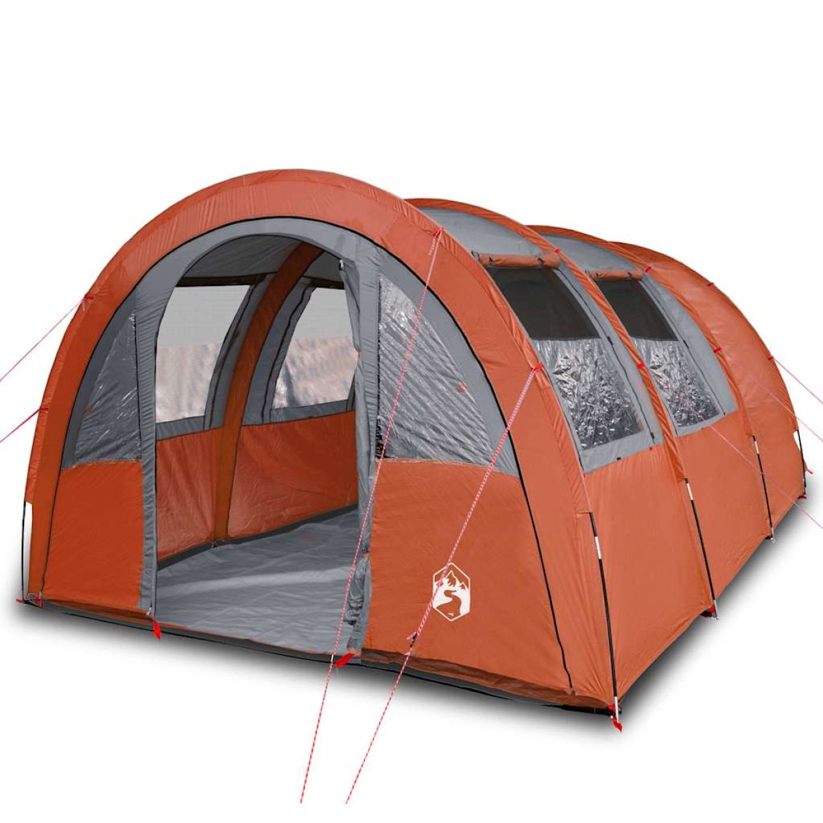 vidaXL Σκηνή Κάμπινγκ 4 Ατ. Γκρι/Πορτοκαλί 483x340x193 εκ. Ταφτάς 185T