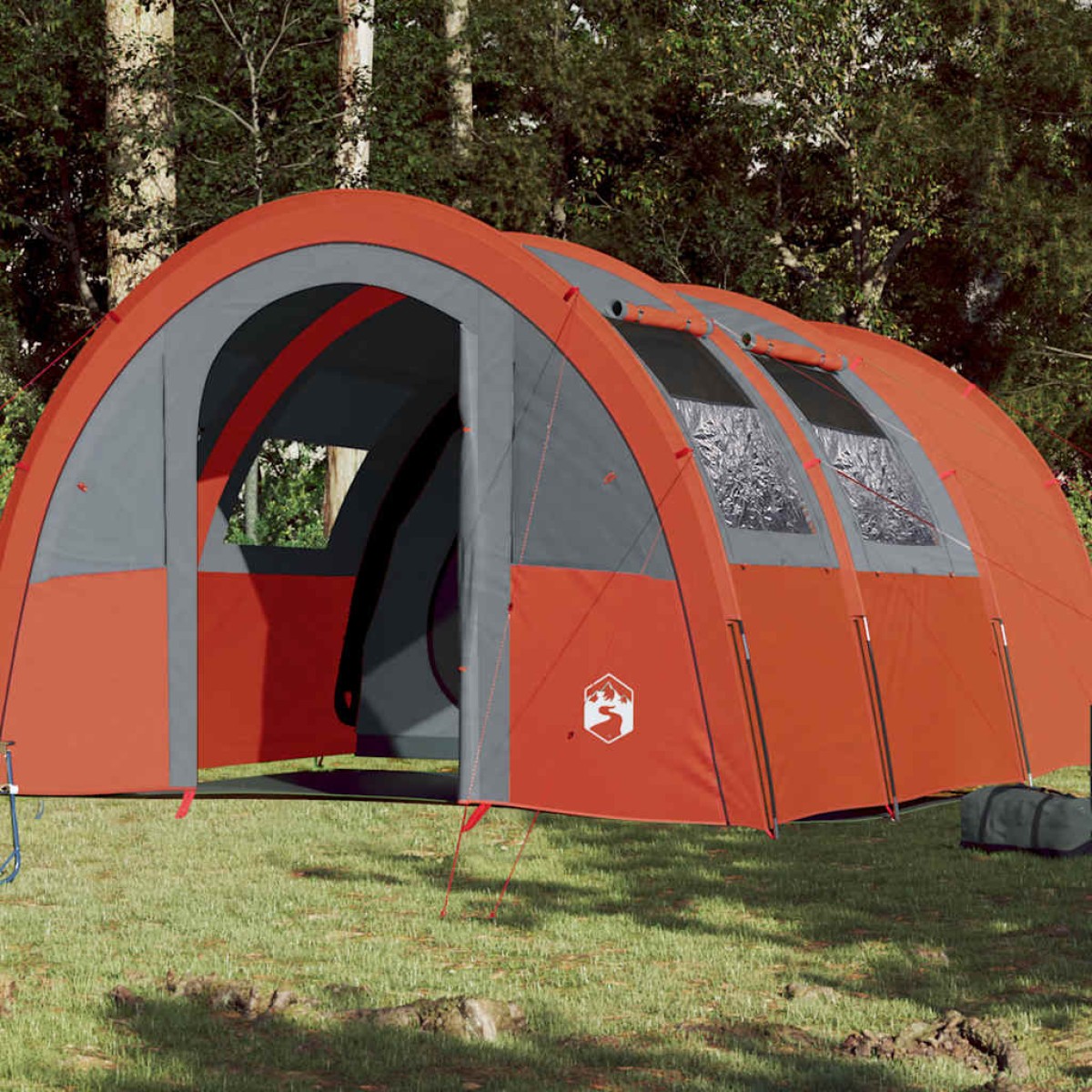 vidaXL Σκηνή Κάμπινγκ 4 Ατ. Γκρι/Πορτοκαλί 483x340x193 εκ. Ταφτάς 185T