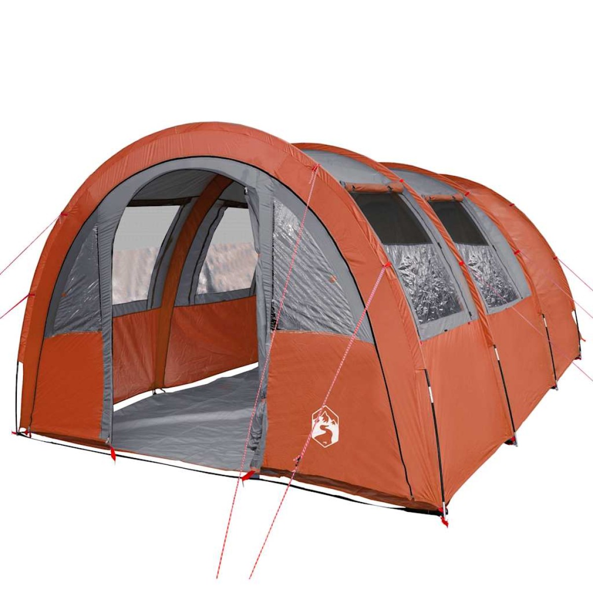 vidaXL Σκηνή Κάμπινγκ 4 Ατ. Γκρι/Πορτοκαλί 483x340x193 εκ. Ταφτάς 185T