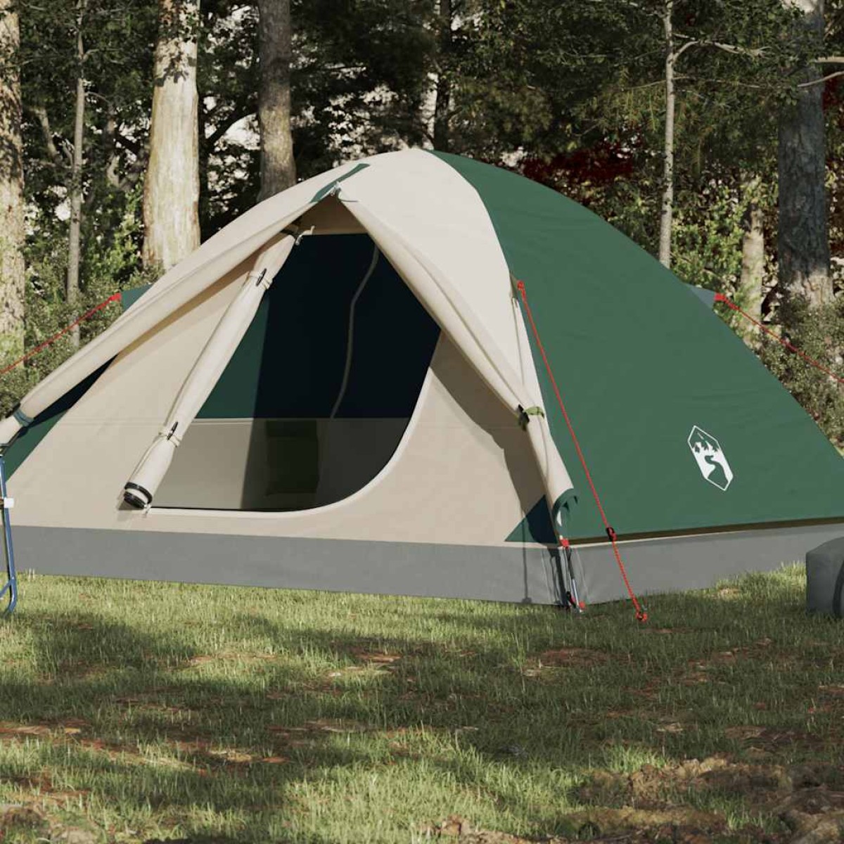 vidaXL Σκηνή Κάμπινγκ 6 Ατόμων Πράσινη 348x340x190 εκ. από Ταφτά 190T