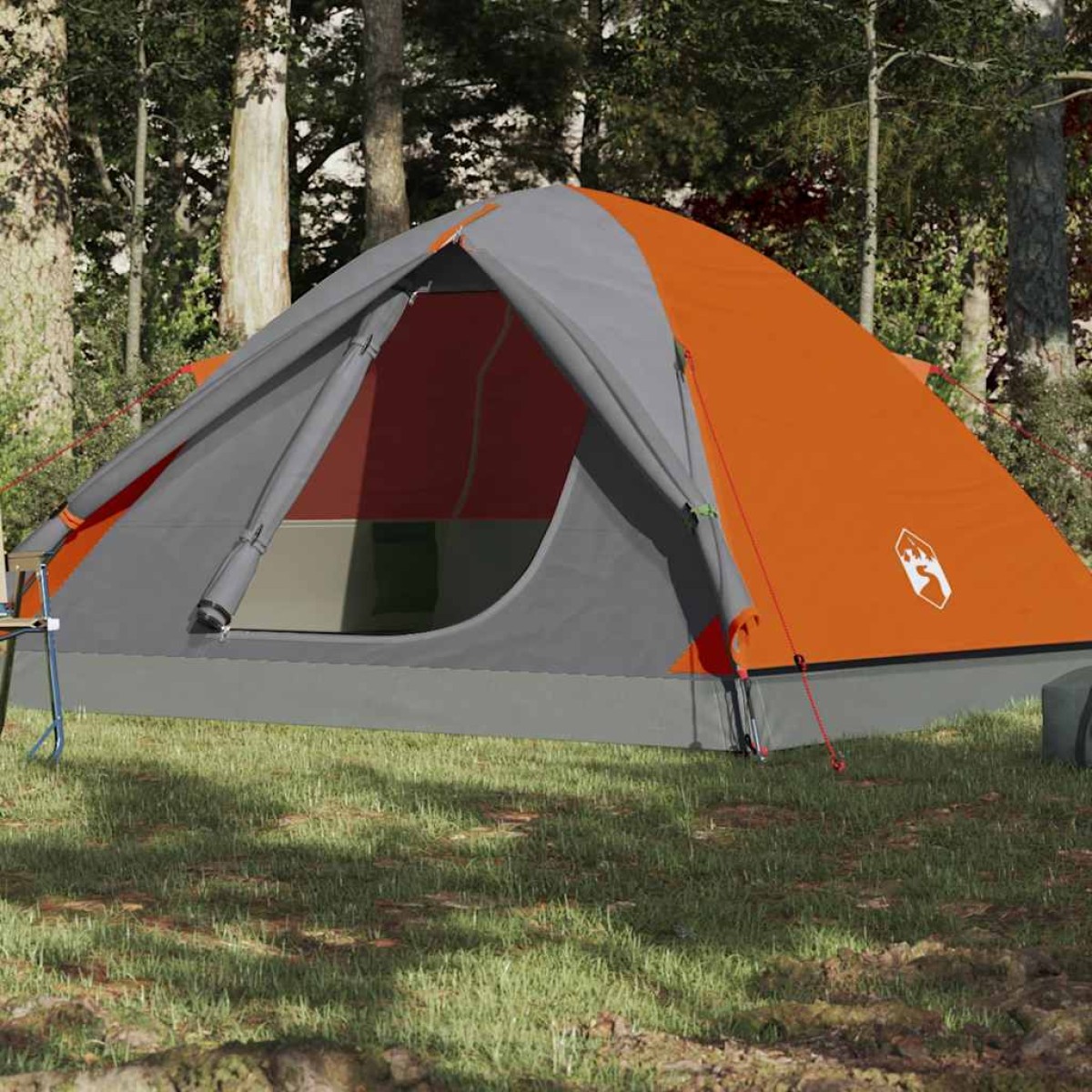 vidaXL Σκηνή Κάμπινγκ 6 Ατ. Γκρι/Πορτοκαλί 348x340x190 εκ. Ταφτάς 190T