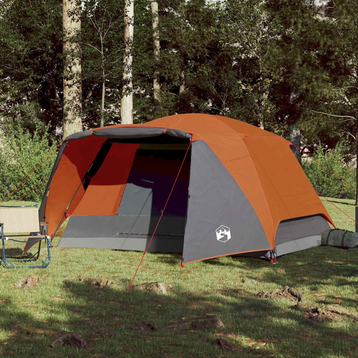 vidaXL Σκηνή Κάμπινγκ 4 Ατ. Γκρι/Πορτοκαλί 350x280x155 εκ. Ταφτάς 190T