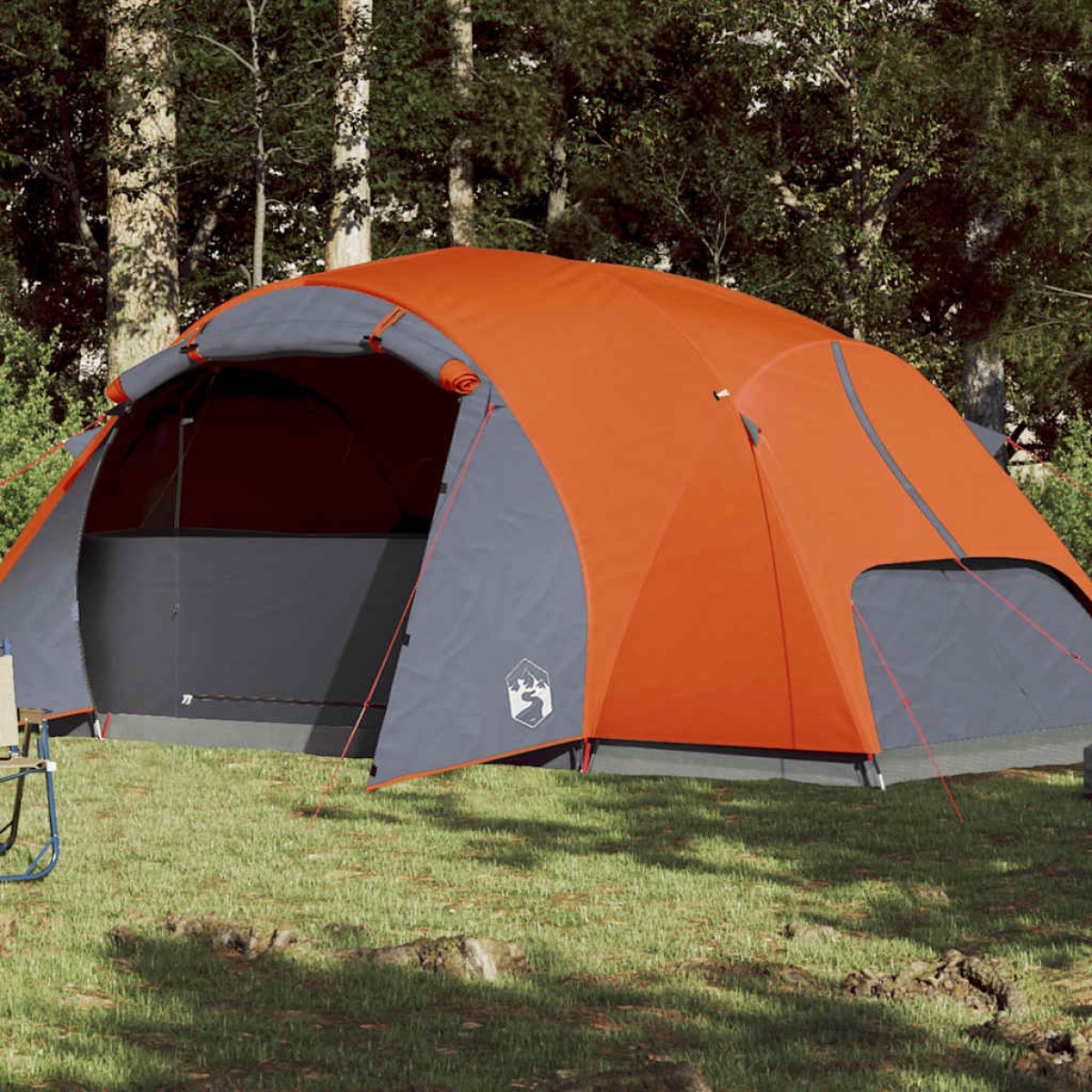 vidaXL Σκηνή Κάμπινγκ 8 Ατ. Γκρι/Πορτοκαλί 360x430x195 εκ. Ταφτάς 190T