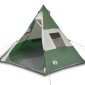 vidaXL Σκηνή Κάμπινγκ 7 Ατόμων Πράσινη 350x350x280 εκ. από Ταφτά 185T