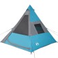 vidaXL Σκηνή Κάμπινγκ 7 Ατόμων Μπλε 350x350x280 εκ. από Ταφτά 185T