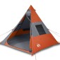 vidaXL Σκηνή Κάμπινγκ 7 Ατ. Γκρι/Πορτοκαλί 350x350x280 εκ. Ταφτάς 185T
