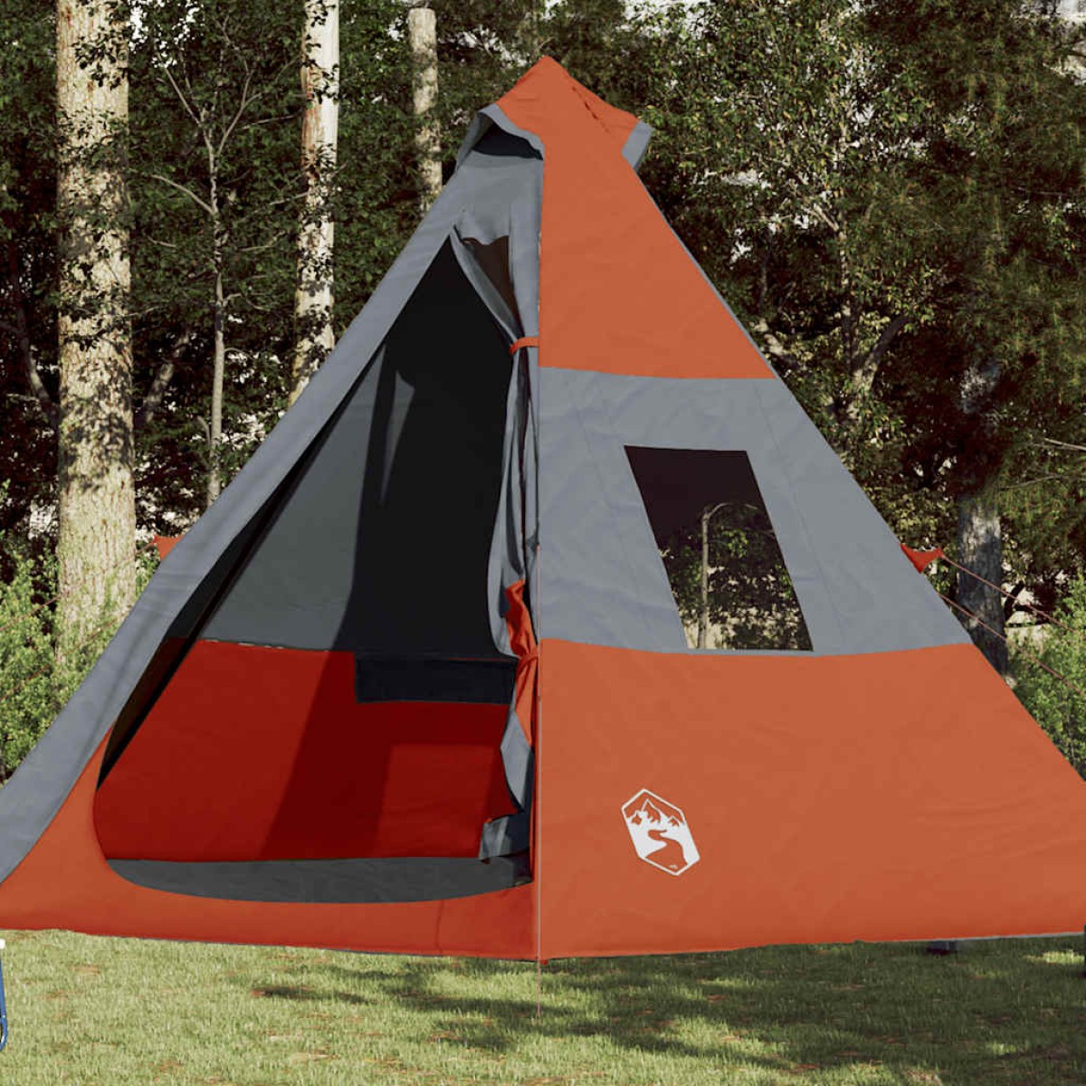 vidaXL Σκηνή Κάμπινγκ 7 Ατ. Γκρι/Πορτοκαλί 350x350x280 εκ. Ταφτάς 185T