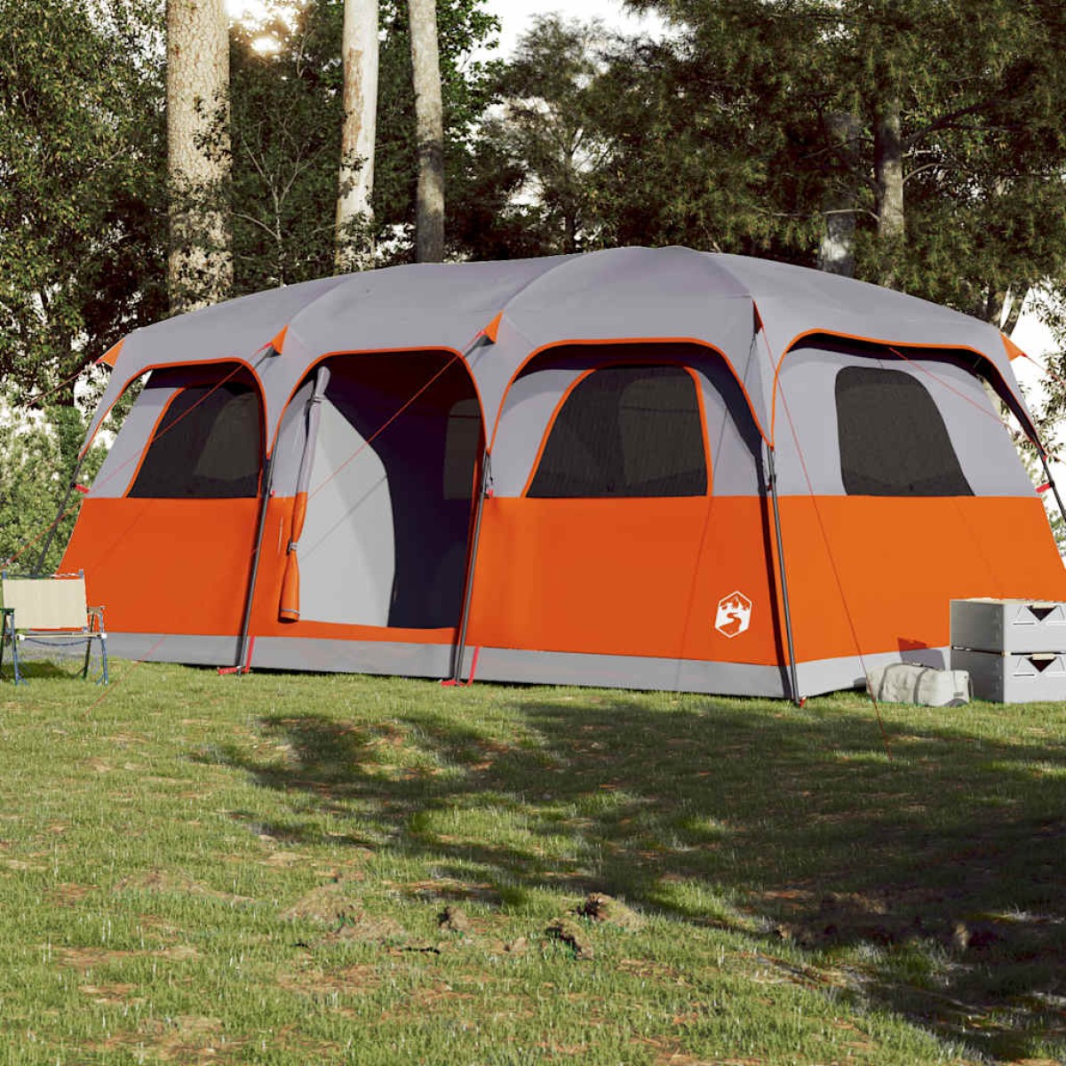 vidaXL Σκηνή Οικογενειακή 10 Ατόμων Αδιάβροχη Γκρι