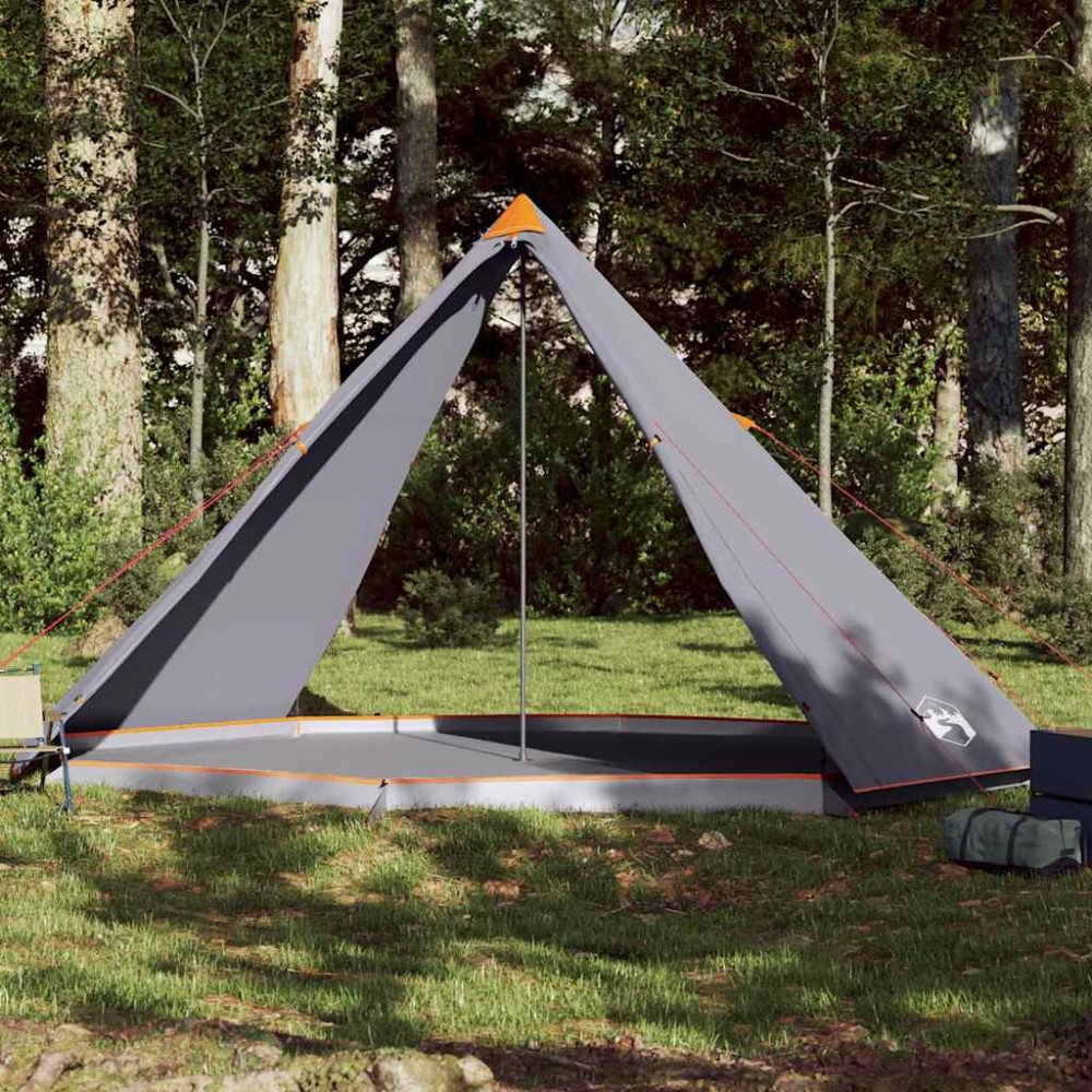 vidaXL Σκηνή Κάμπινγκ Tipi 8 Ατόμων Αδιάβροχη Γκρι/Πορτοκαλί