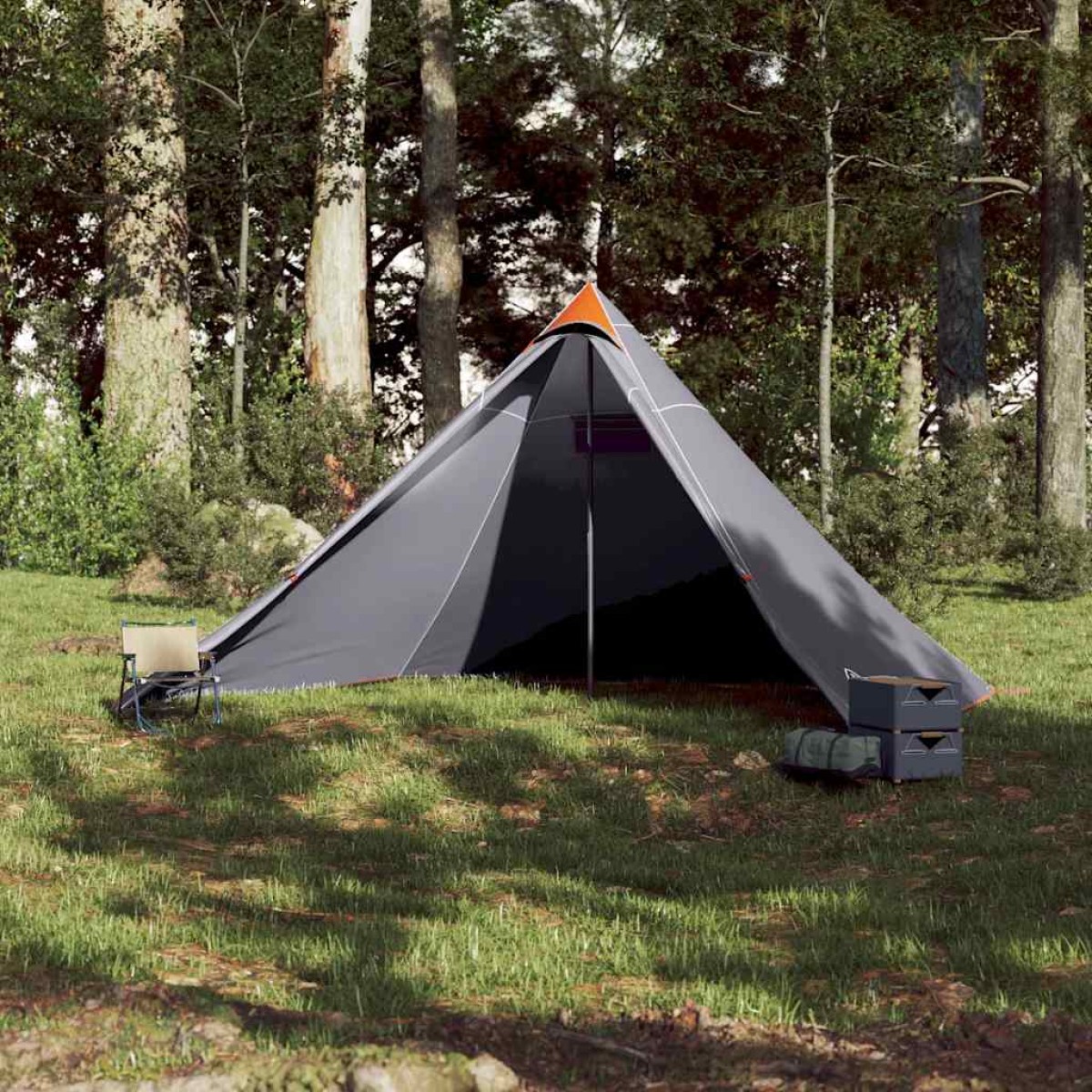 vidaXL Σκηνή Κάμπινγκ Tipi 7 Ατόμων Αδιάβροχη Γκρι/Πορτοκαλί