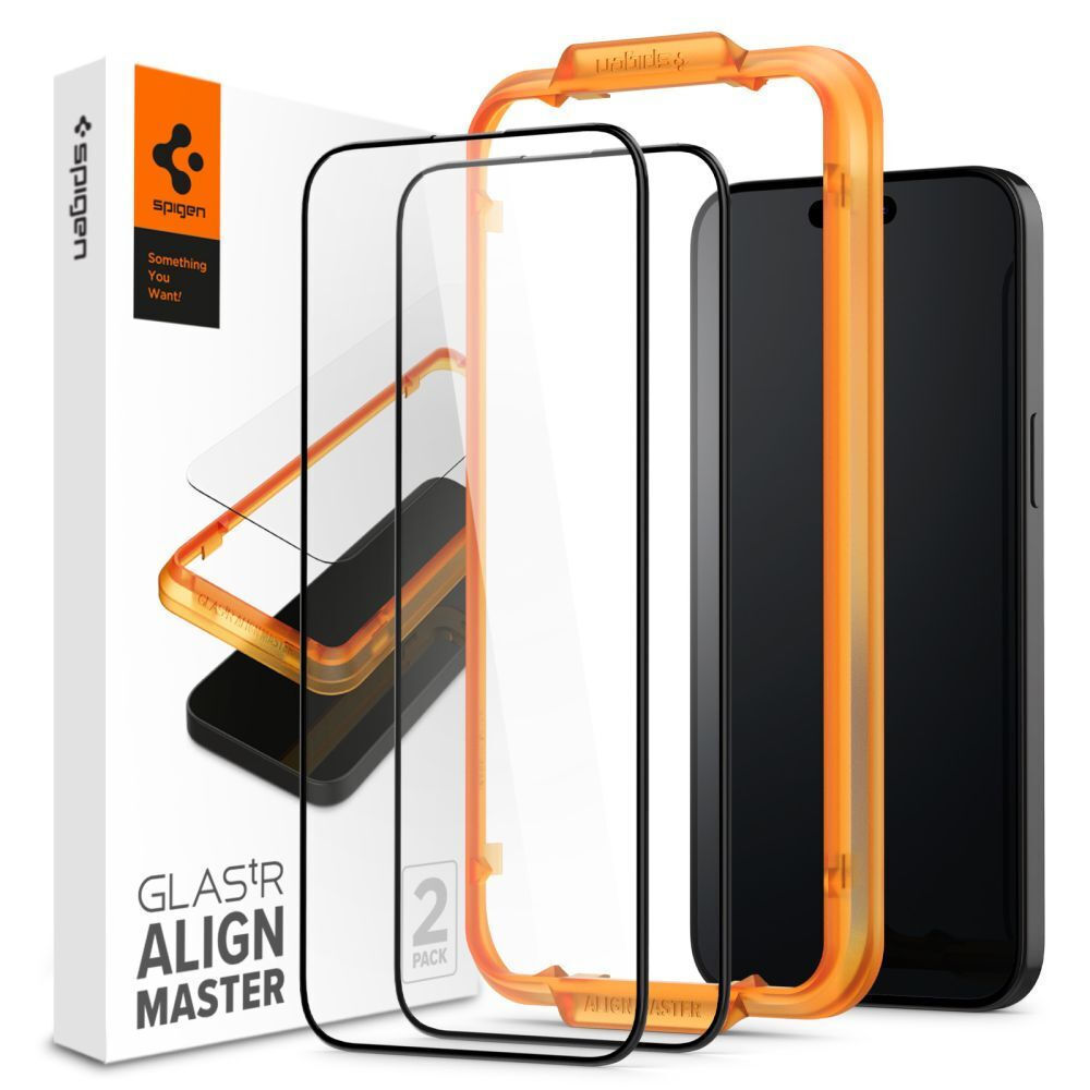 Spigen GLAS.tR AlignMaster FC Apple iPhone 15 Pro Max Black [2 PACK]ΚΑΤ