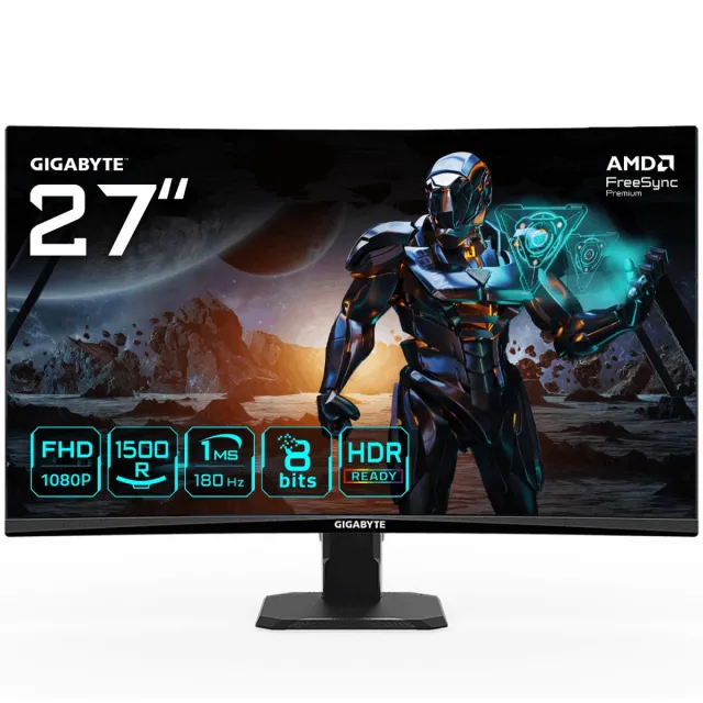 Οθόνη LCD GIGABYTE GS27FC Gaming Monitor, 27", Gaming/Καμπύλη, Panel VA, 1920x1080, 16:9, 180Hz, Ματ, 1 ms, Κλίση, Χρώμα Μαύρο (GS27FCEK)