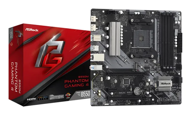 Κύρια Πλακέτα ASROCK AMD B550, SAM4, MicroATX, 1xPCI-Express 3.0 1x, 1xPCI-Express 3.0 4x, 2xM.2, 1xPCI-Express 4.0 16x, Μνήμη DDR4, Θέσεις μνήμης 4 (B550MPHANTOMGAMING4)