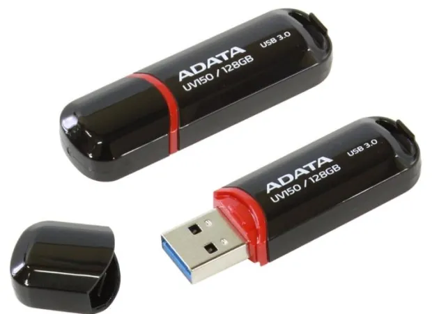 Μνήμη USB FLASH ADATA USB3 128GB/ΜΑΥΡΟ AUV150-128G-RBK
