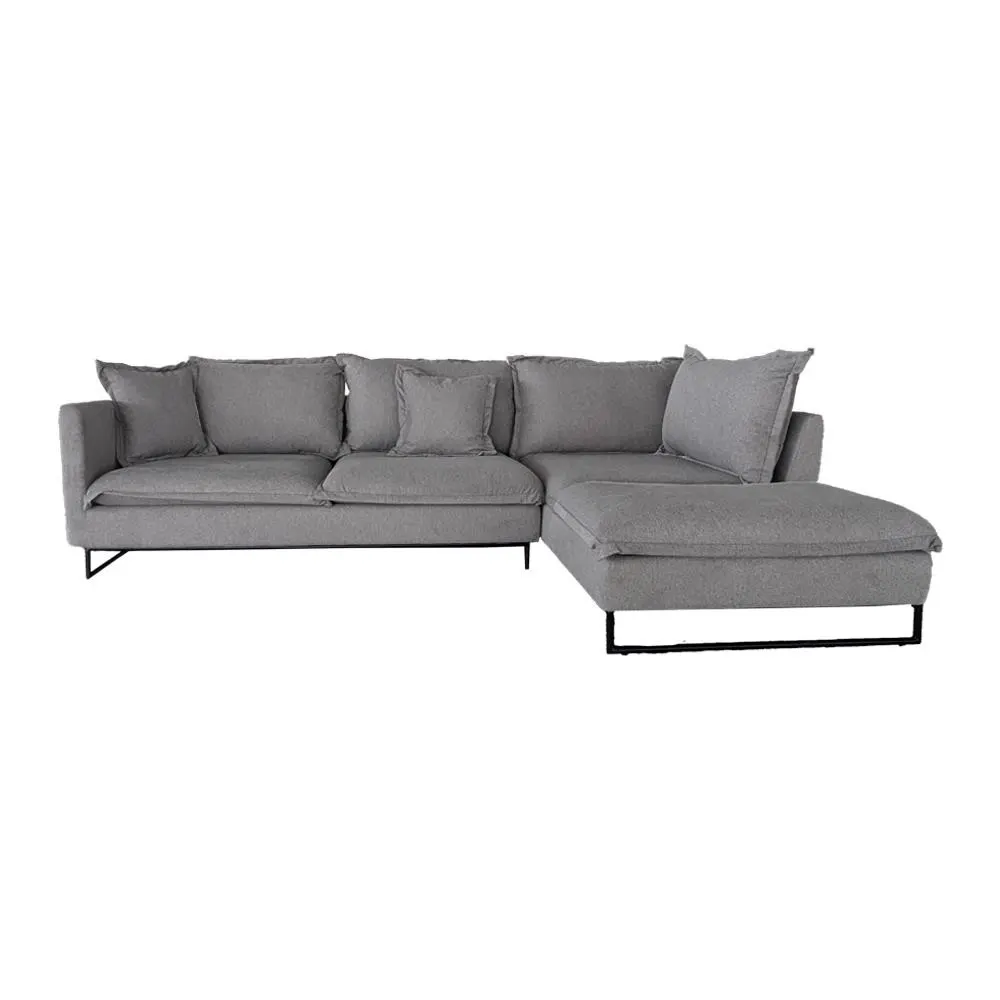 Καναπές γωνιακός Nextdeco Siegfried δεξιά γωνία γκρι Y85x286x183εκ.