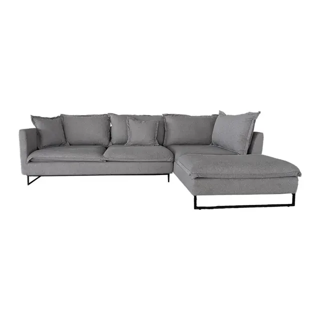 Καναπές γωνιακός Nextdeco Siegfried δεξιά γωνία γκρι Y85x286x183εκ.