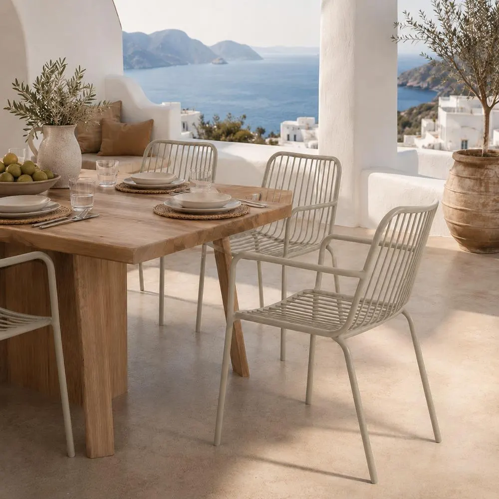 Καρέκλα μεταλλική Nextdeco γκρι ανοιχτό 57x57xΥ79εκ.