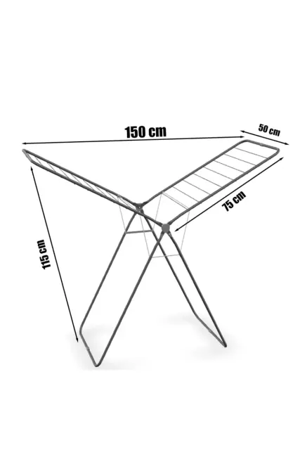 Στεγνωτήριο ρούχων από μέταλλο Γκρι 55x99x4 cm