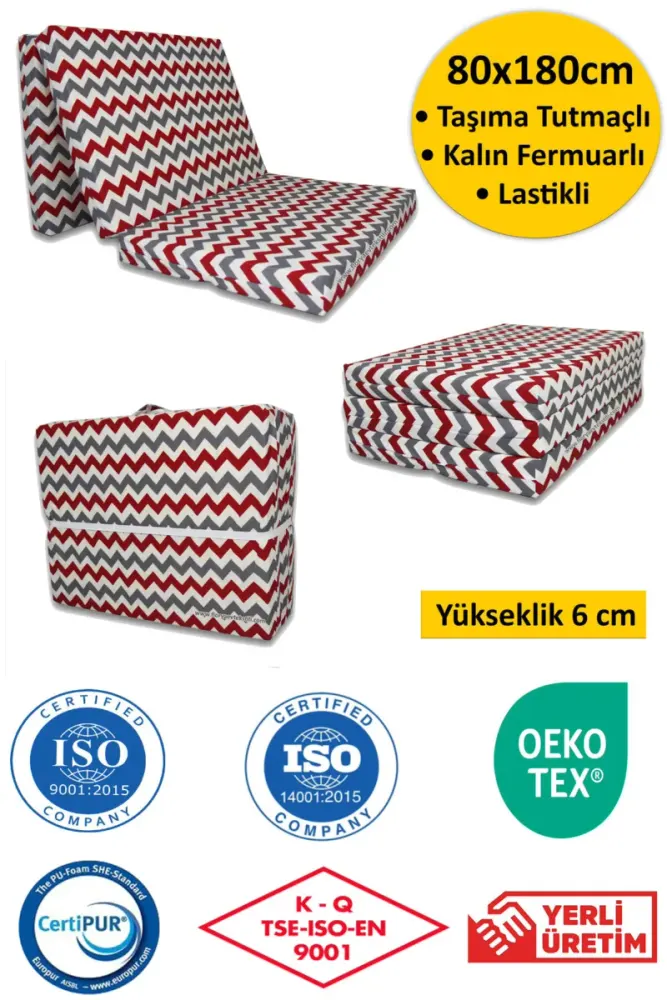 Πτυσσόμενο στρώμα αφρού για μονό κρεβάτι 180x80x6 cm