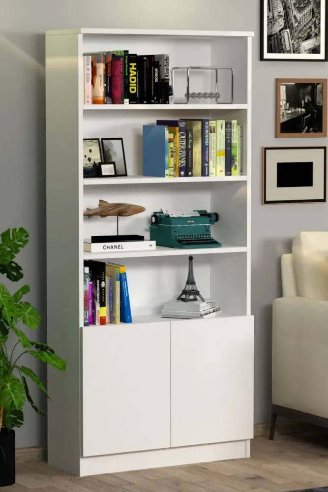 Βιβλιοθήκη με 2 πόρτες και 4 ράφια 75x27x167 cm