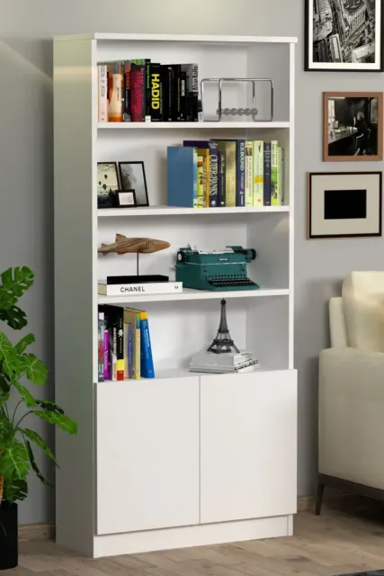 Βιβλιοθήκη με 2 πόρτες και 4 ράφια 75x27x167 cm