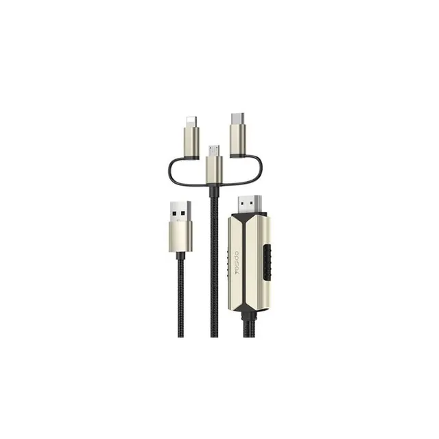 Καλώδιο HDMI 3 σε 1 Yesido HM14 Lightning / USB-C / Micro USB σε HDMI 1080p 2m Χρυσό