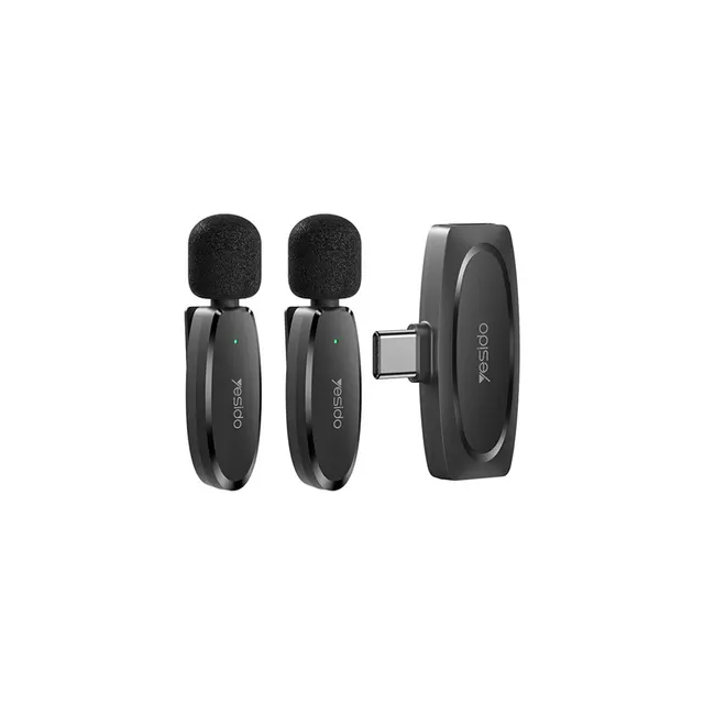 Yesido Ασύρματο Μικρόφωνο Πέτου KR13 2-σε-1 Type-C με Ai Noise Reduction Μαύρο