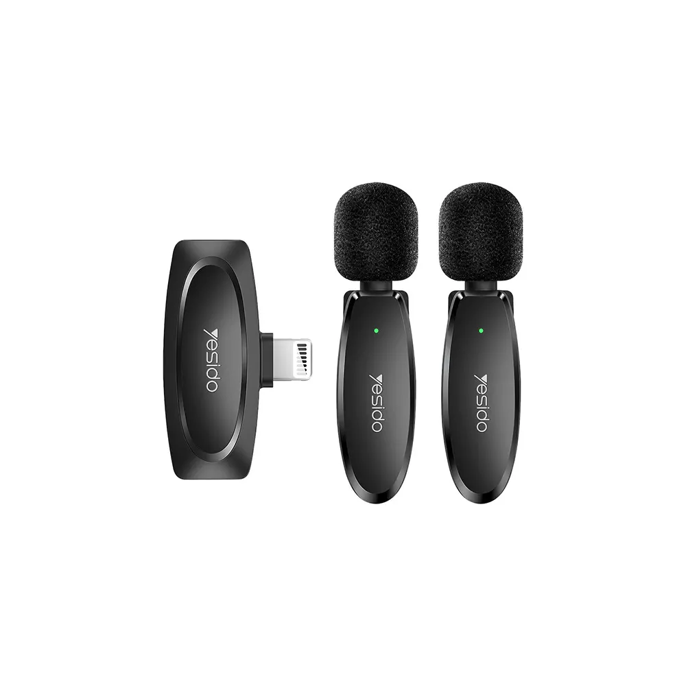 Yesido Ασύρματο Μικρόφωνο Πέτου KR14 2-σε-1 Lightning με Ai Noise Reduction Μαύρο