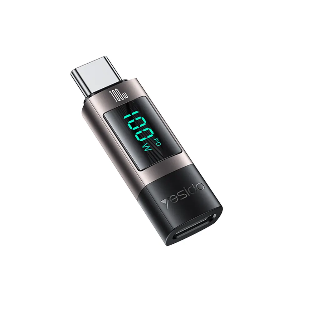 Αντάπτορας Yesido GS24 Type-C σε Type-C 100W με Ψηφιακή Ένδειξη Μαύρο