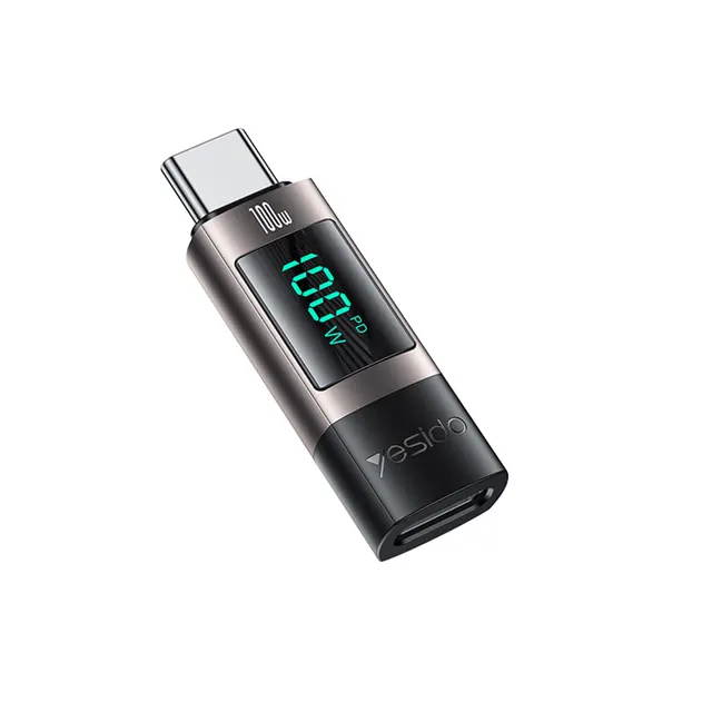 Αντάπτορας Yesido GS24 Type-C σε Type-C 100W με Ψηφιακή Ένδειξη Μαύρο