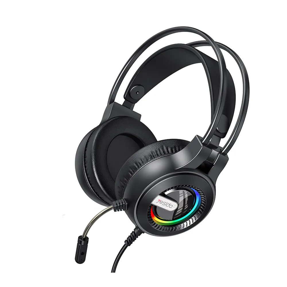 Pro Gaming Headset Yesido EK02 LED On Ear με σύνδεση USB & 2x3.5mm Μαύρο