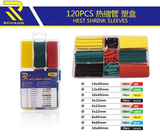 Θερμοσυστελλόμενα μανίκια καλωδίων - 120pcs - 113368