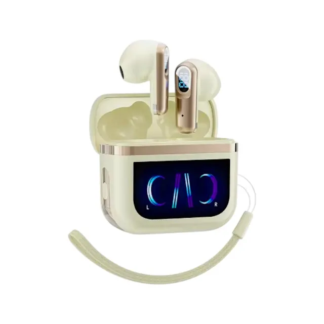 Ασύρματα ακουστικά Bluetooth με ψηφιακή οθόνη & θήκη φόρτισης - J61 - 814031 - Gold