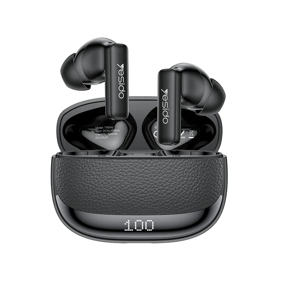 Ακουστικά Bluetooth Yesido TWS40, ANC & ENC με Θήκη Φόρτισης, ΒΤ6.0 Μαύρο
