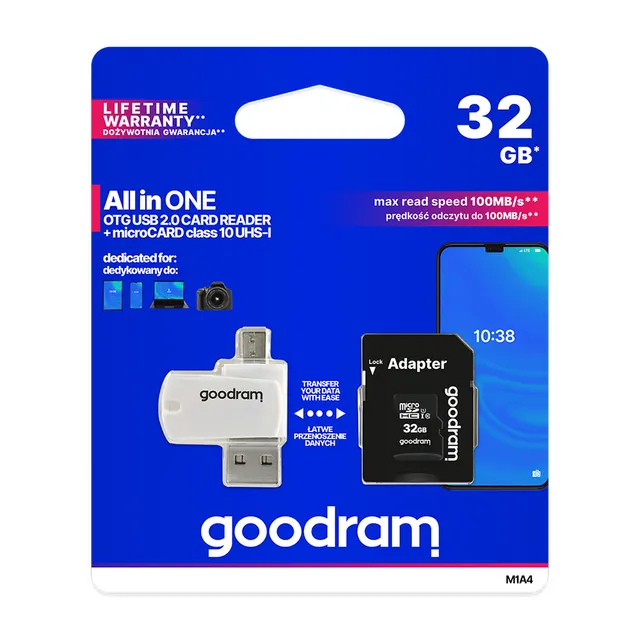 Κάρτα Μνήμης GoodRam 32GB microSDHC cl. 10 UHS-I + adapter + card reader Λευκό