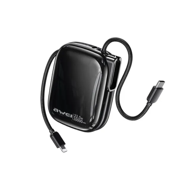 Powerbank - 2σε1 - Type-C & Lightning - MH-135 - 10.000mah - 22.5W - AWEI - 027540 - Μαύρο