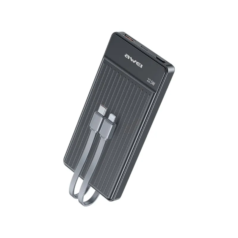 Powerbank - 2σε1 - Type-C & Lightning - P88K - 10.000mah - 22.5W - AWEI - 007504 - Μαύρο