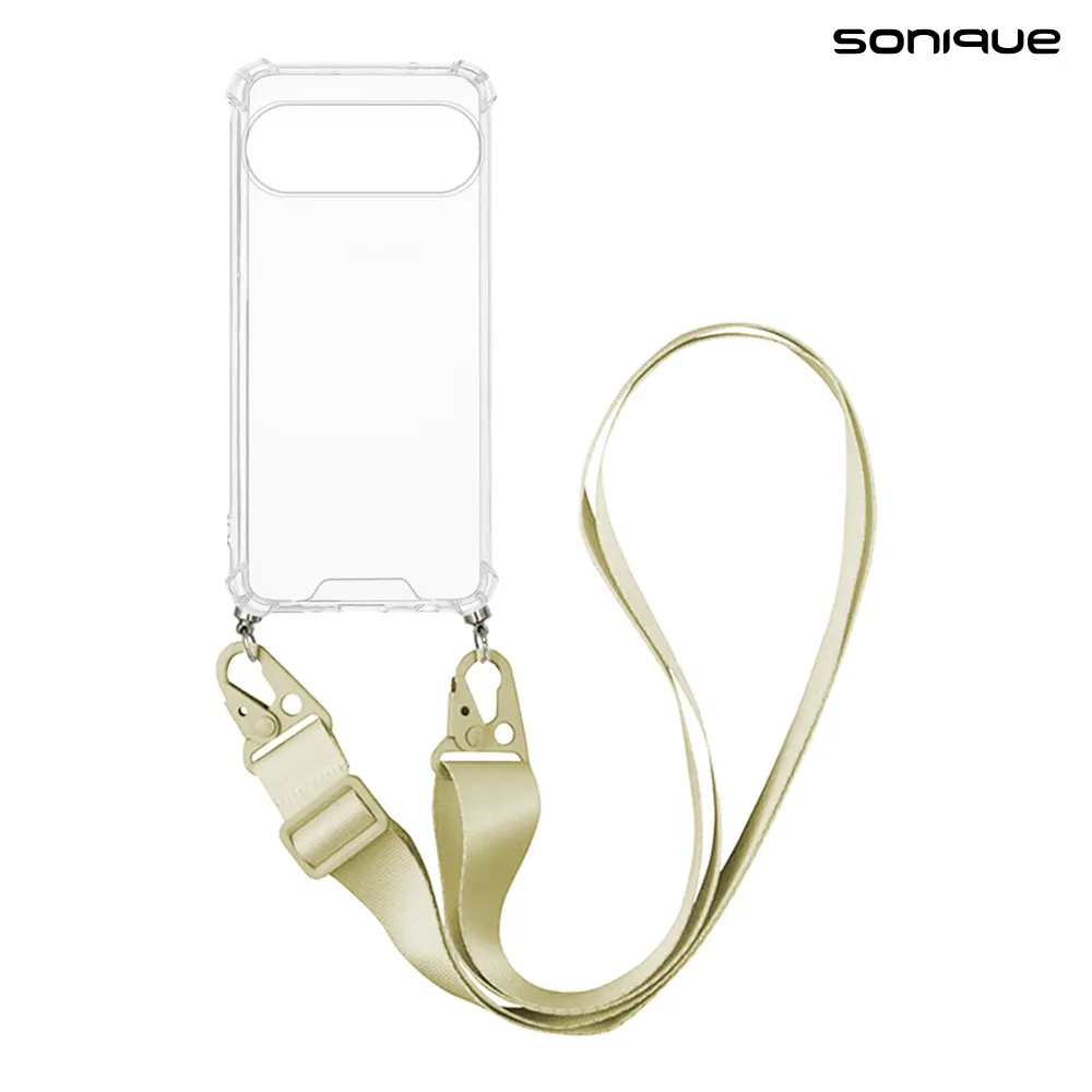 Θήκη Σιλικόνης με Strap Sonique Armor Clear Google Pixel 9 Pro 5G Μπεζ