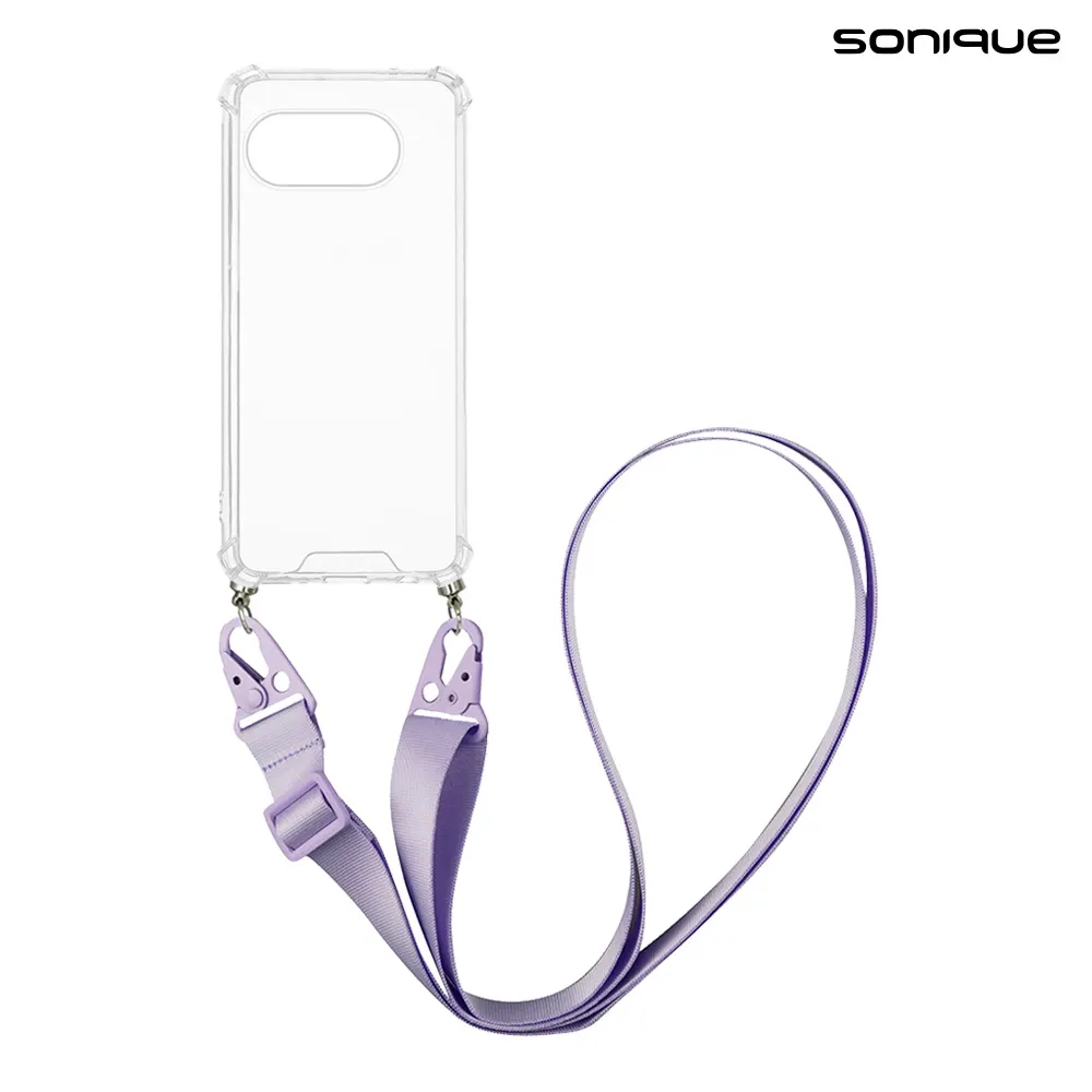 Θήκη Σιλικόνης με Strap Sonique Armor Clear Google Pixel 9a 5G Λιλά
