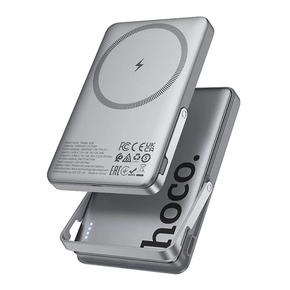 Ασύρματο Μαγνητικό Powerbank Hoco Q36 Sunlight 5000mAh με stand 20W PD Γκρι