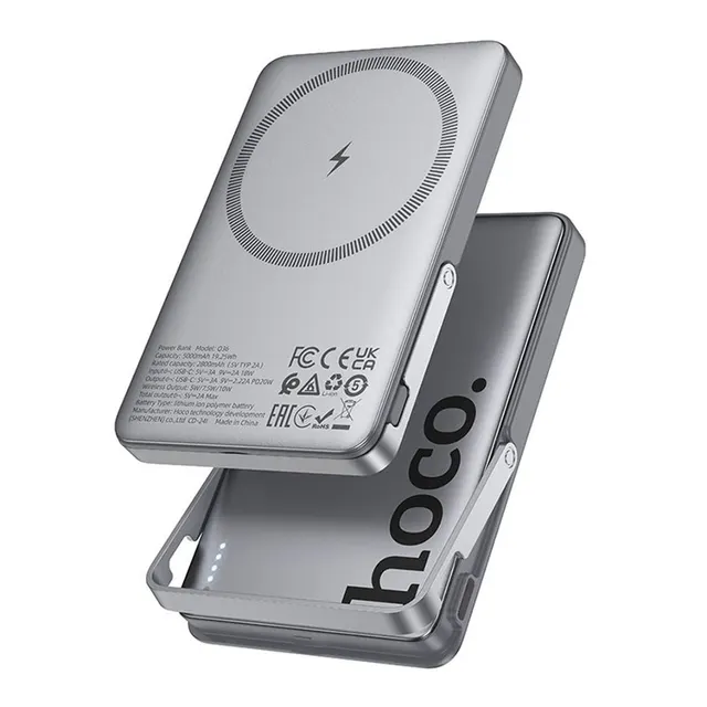 Ασύρματο Μαγνητικό Powerbank Hoco Q36 Sunlight 5000mAh με stand 20W PD Γκρι