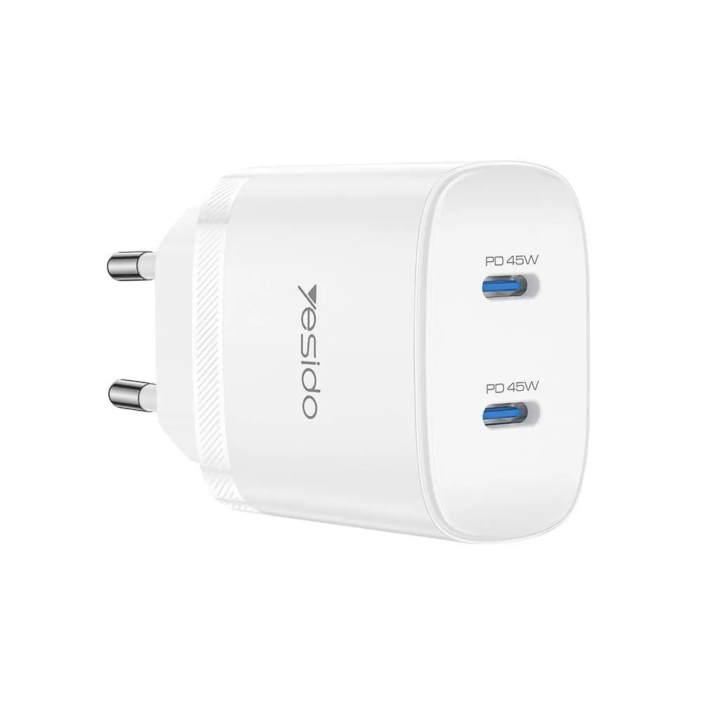 Φορτιστής Yesido YC109 45W 2xType-C και Καλώδιο Type-C PD Λευκό