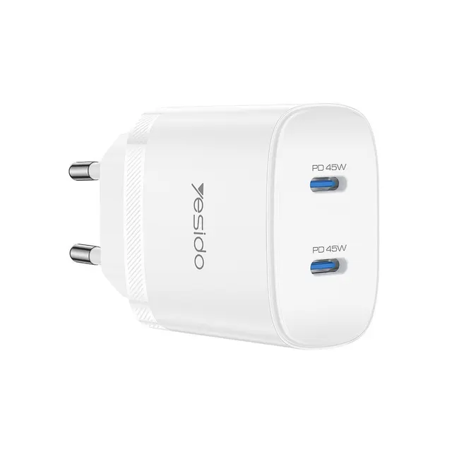 Φορτιστής Yesido YC109 45W 2xType-C και Καλώδιο Type-C PD Λευκό